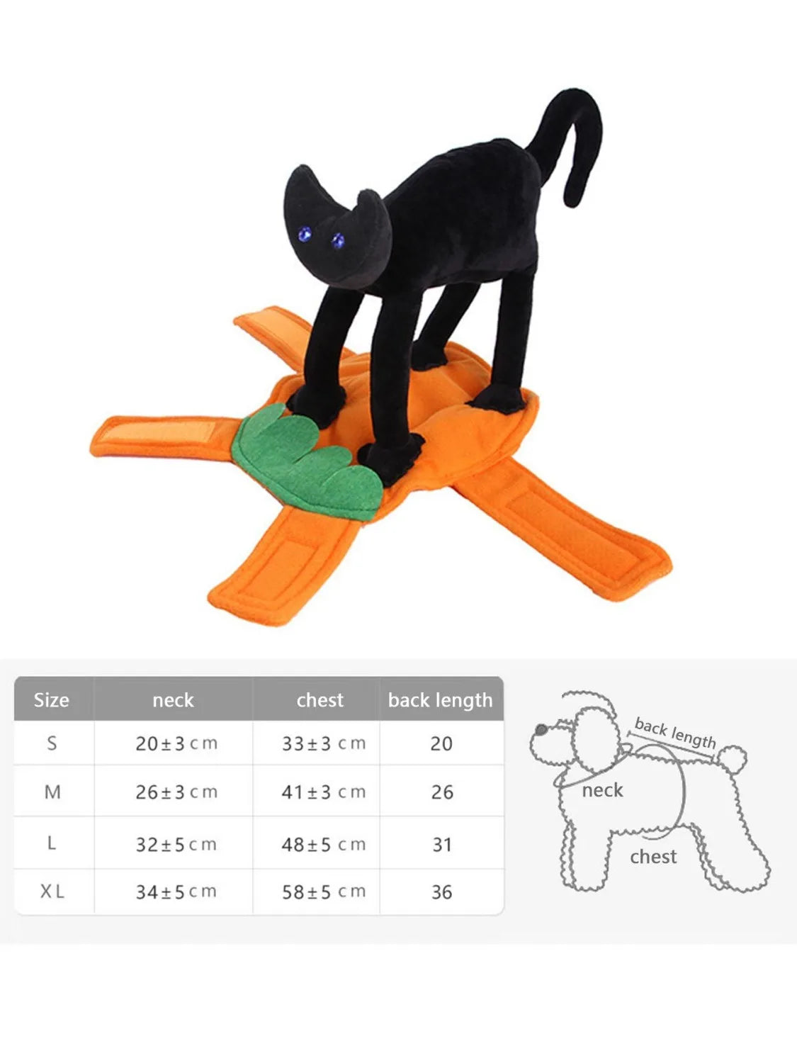 Halloween Pet Costume- Pumpkin Black Cat Costumes for Dogs, cats