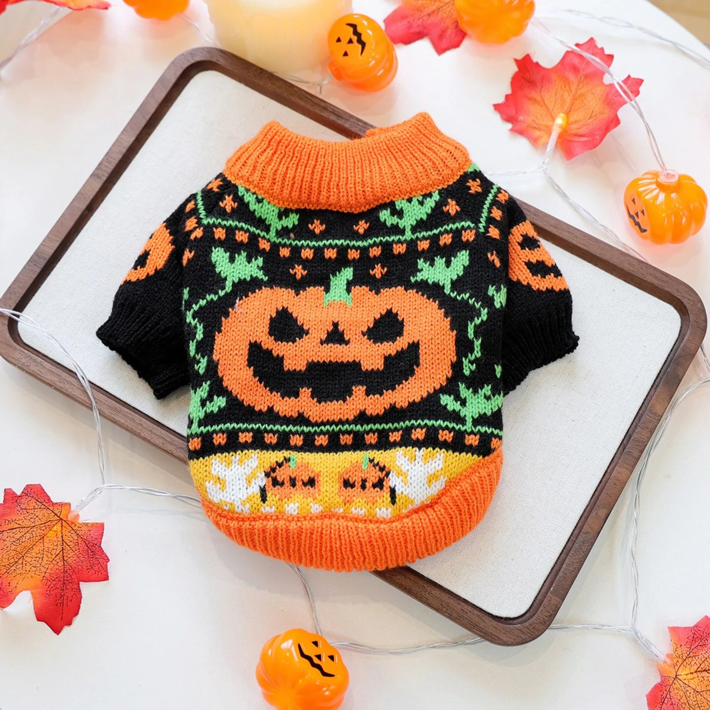 Halloween Sweater Dog Coats For Small Dogs- Knitted Winter Warm- Pet Small Breeds