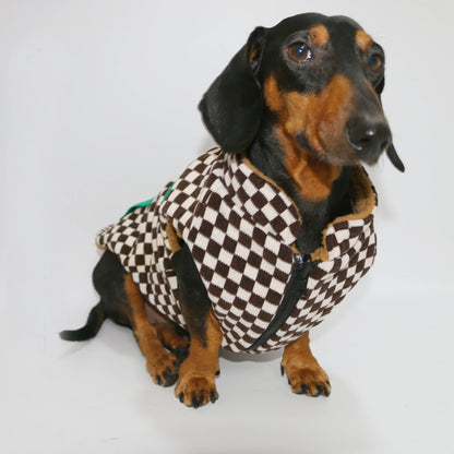 Warm Plaid Jacket for Badger Dogs- Elegant Comfort Winter Coat -Thickening Sweater Cardigan for Small Media Dachshund Dogs