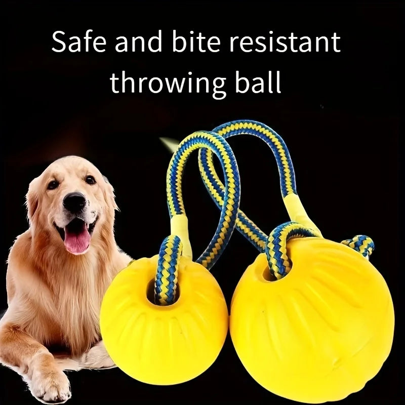 EVA pet toy ball dog floating  training dog pull ring bite resistant teeth grinding pet ball wear rope ball