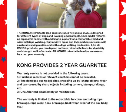 KONG Retractable Dog Leash tape 16ft (Up to 110 lbs)