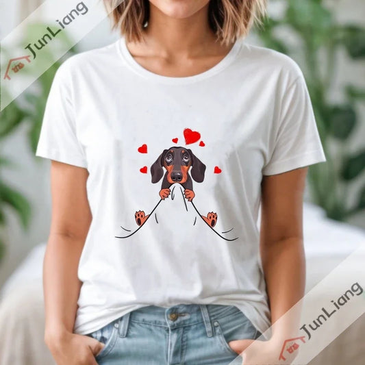 Sausage Dog Original T-shirt Dachshund Vintage Sunset Dachshund Unique girl T-shirt Hipster loose casual clothing