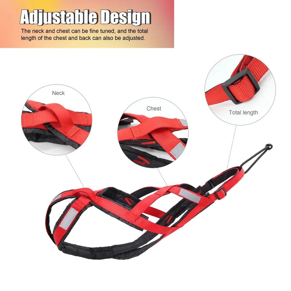 Dog Sled Harness X-Back for Large Dogs husky – Weight Pulling, Canicross, Skijoring & Scootering Harness