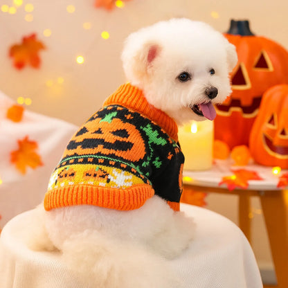 Halloween Sweater Dog Coats For Small Dogs- Knitted Winter Warm- Pet Small Breeds