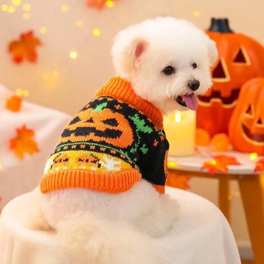 Halloween Sweater Dog Coats For Small Dogs- Knitted Winter Warm- Pet Small Breeds