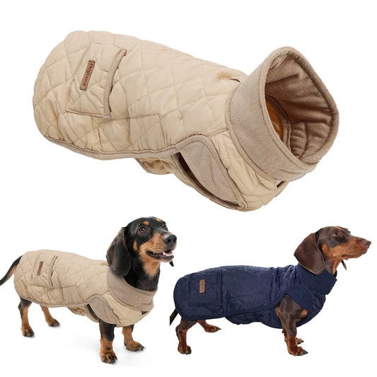 Autumn/Winter Dog Clothes for Dachshund -Soft Warm Water Repellent Dog Jacket for Sausage