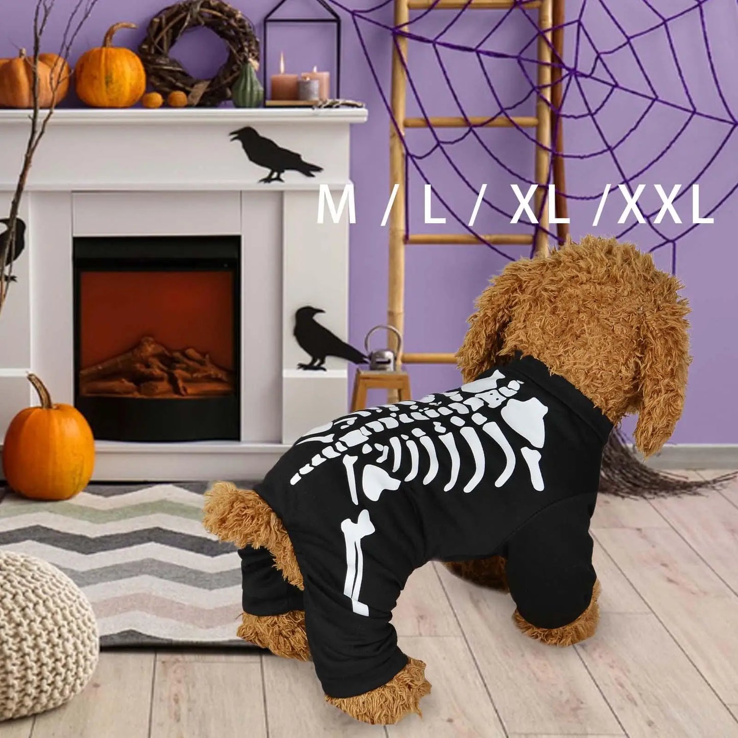 Halloween Dog Skeleton Costume Props for Puppy Kitten Beauty Contests Party