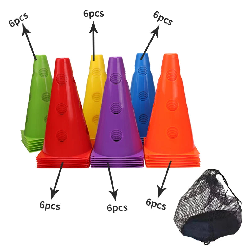 12PCS 18PCS 24PCS 30PCS 36PCS Durable  Mark Cones Football Agility Training Sport  with Hole
