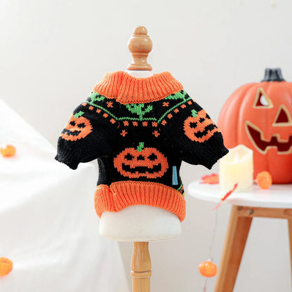 Halloween Sweater Dog Coats For Small Dogs- Knitted Winter Warm- Pet Small Breeds