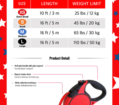 KONG Retractable Dog Leash tape 16ft (Up to 110 lbs)