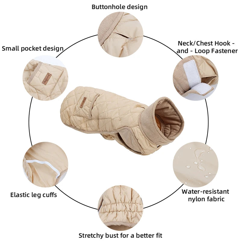 Autumn/Winter Dog Clothes for Dachshund -Soft Warm Water Repellent Dog Jacket for Sausage