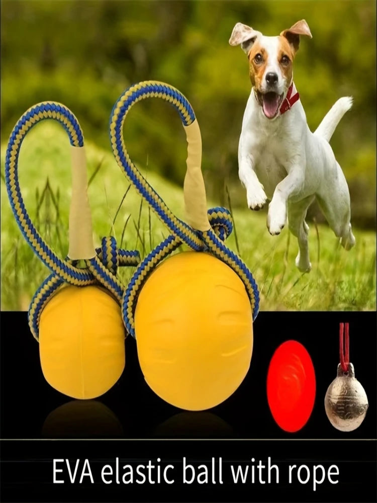 EVA pet toy ball dog floating  training dog pull ring bite resistant teeth grinding pet ball wear rope ball