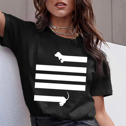 Dachshund Teckel Cute Dog -T-shirt Women Kawaii Harajuku Tops- Female Summer