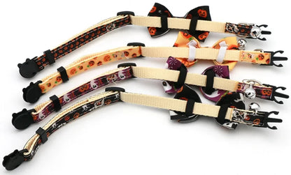Halloween Pet Cat Collar with Bell Bow knot Kitten - Necklace Adjustable Safety Buckle Strap
