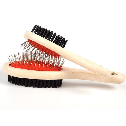 Adorable Dog Hair Grooming Dual - Use Comb With Wooden Handle - PetsDzign