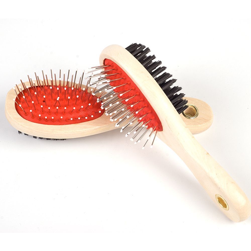 Adorable Dog Hair Grooming Dual - Use Comb With Wooden Handle - PetsDzign