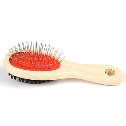 Adorable Dog Hair Grooming Dual - Use Comb With Wooden Handle - PetsDzign