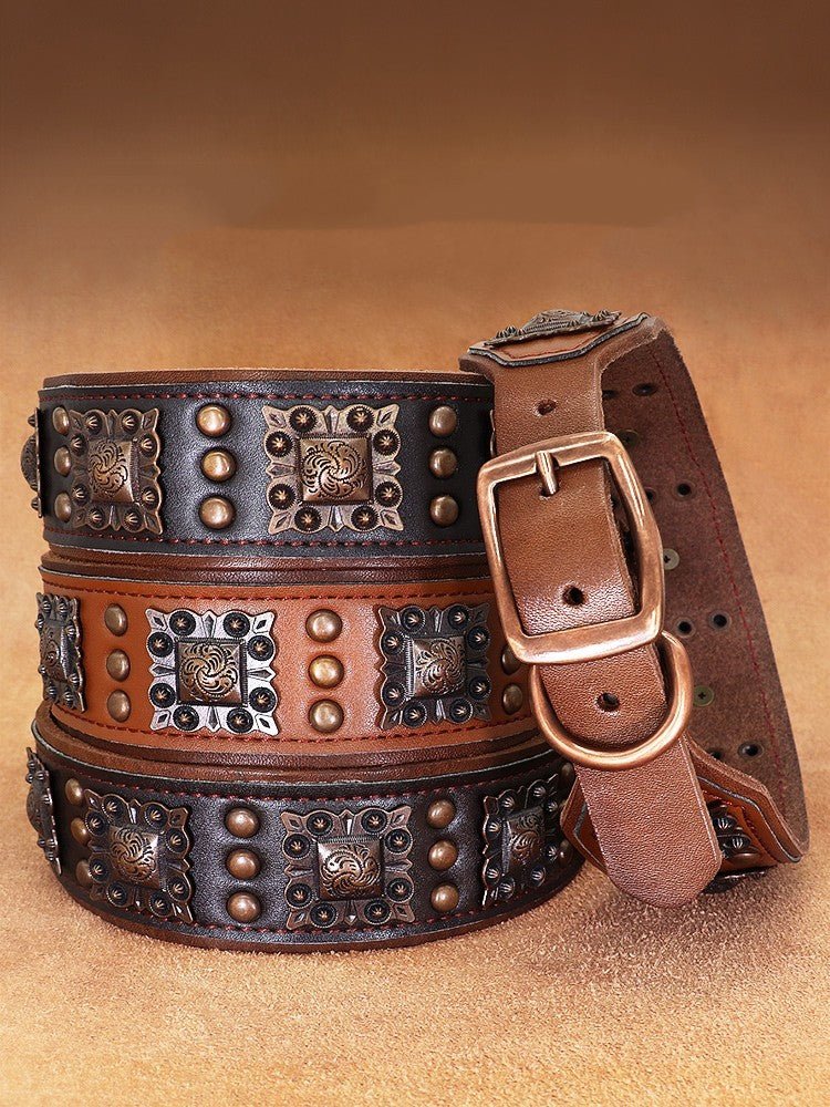 Anti Bite Cowhide Rivet Dog Collar - PetsDzign