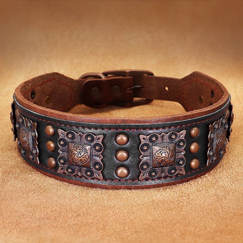 Anti Bite Cowhide Rivet Dog Collar - PetsDzign