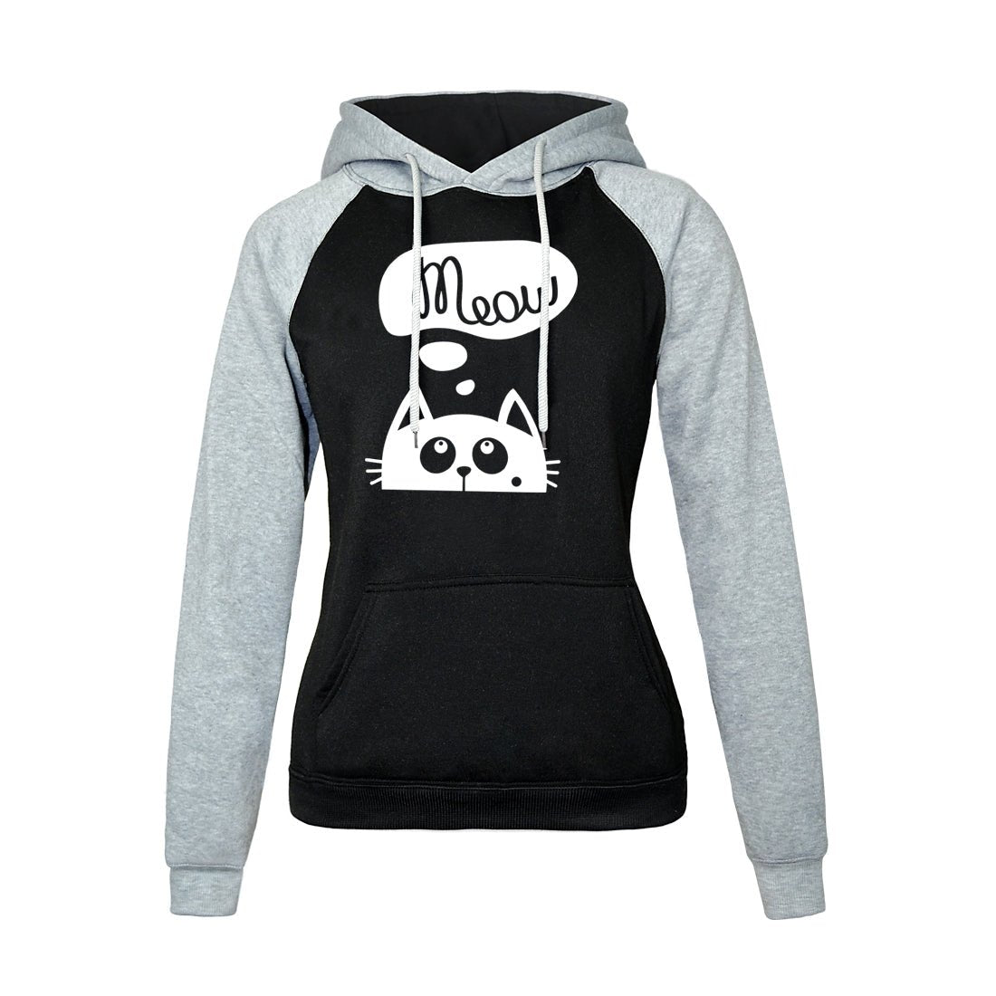 Autumn Winter New Hoodies For Women Sweatshirt Kawaii CAT MEOW Print Fashion Hoody Kpop Sweatshirts Raglan Harajuku Hoodie - PetsDzign