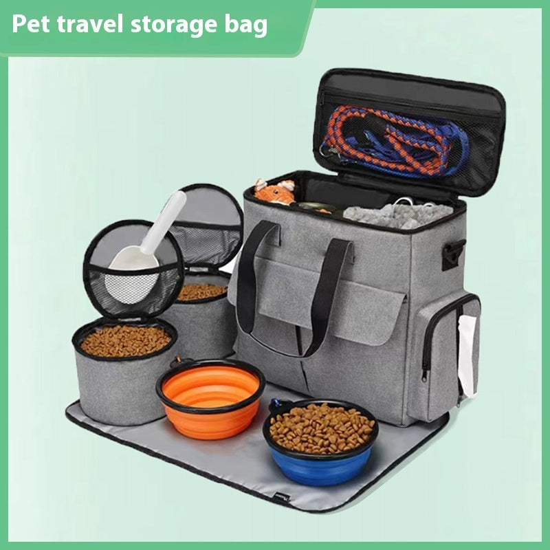 Dog Travel Bag Kit- Pet Bag Out Travel Convenient- Large-capacity Backpack Outdoor Travel Traveling -Storage Bag Mat