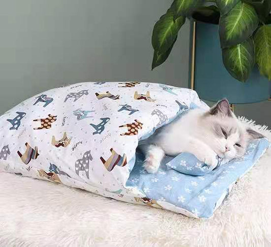 Cat Sleeping Bag - Semi Closed Cat Mattress - Washable bed - PetsDzign