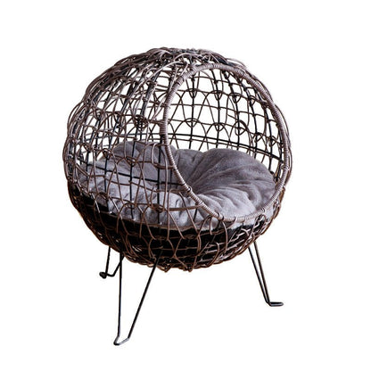 Cat'S Nest Imitation Rattan Warm Semi Closed Rattan Woven All Season Universal Washable Cat Bed Articles - PetsDzign