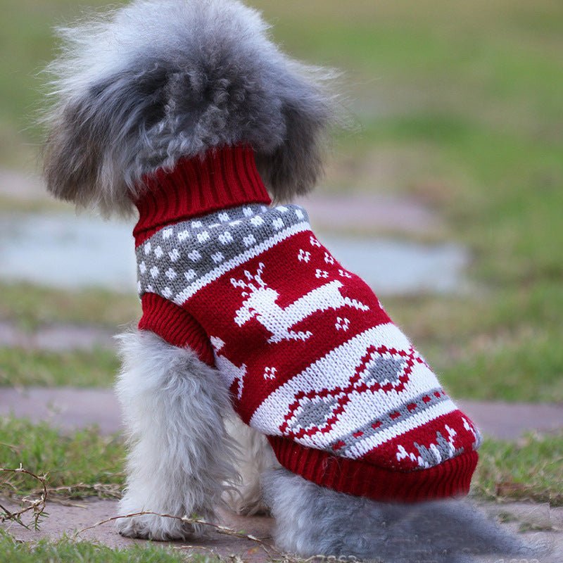 Christmas Print - Pet Dog Turtleneck Knitted Sweater - PetsDzign