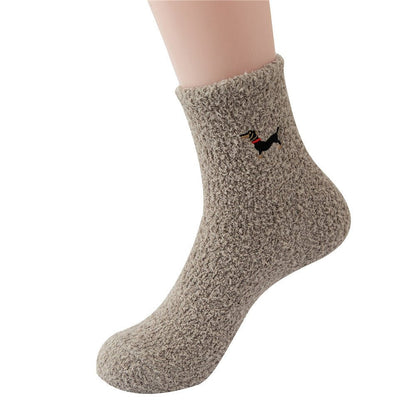 Coral Velvet Sausage Dog Medium Tube Thickened Socks - PetsDzign