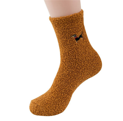 Coral Velvet Sausage Dog Medium Tube Thickened Socks - PetsDzign