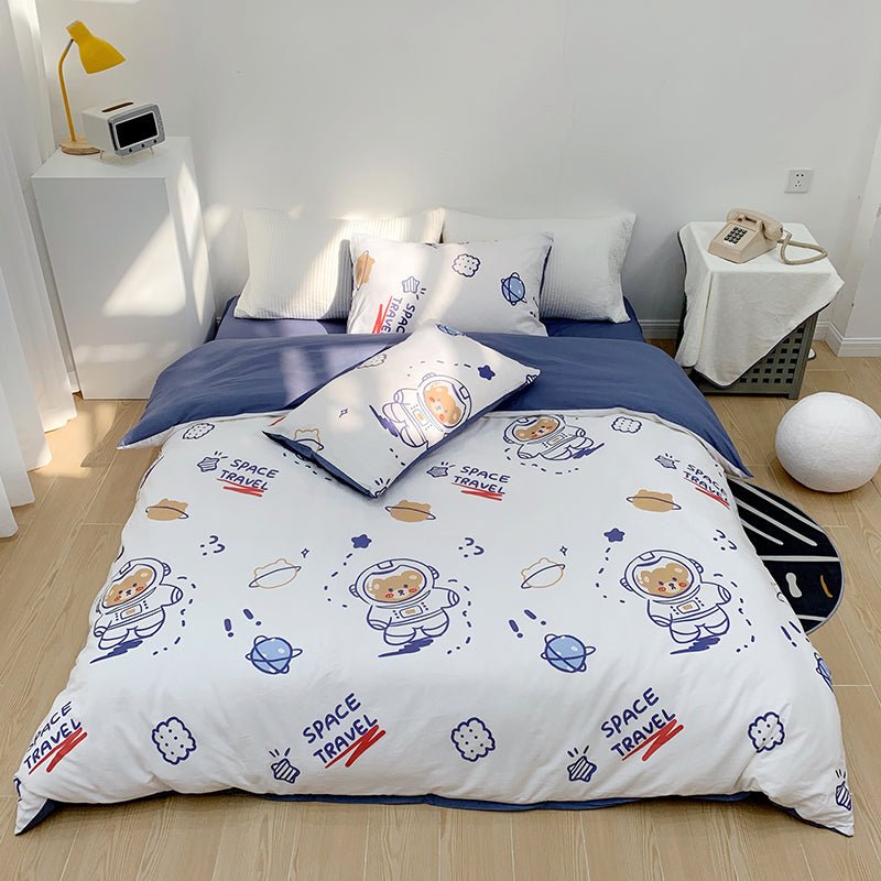 Cotton Four - piece Set Girl Heart Cartoon Pure Cotton Bed Linen Duvet Cover Bed - PetsDzign