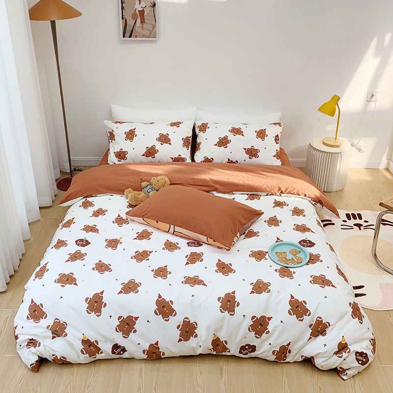 Cotton Four - piece Set Girl Heart Cartoon Pure Cotton Bed Linen Duvet Cover Bed - PetsDzign