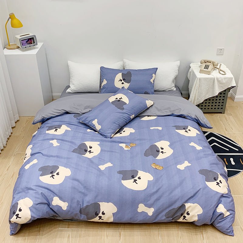 Cotton Four - piece Set Girl Heart Cartoon Pure Cotton Bed Linen Duvet Cover Bed - PetsDzign