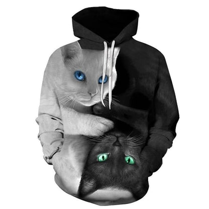 Cute Cat 3D Hoodies Prints Hooded Sweatshirt - PetsDzign