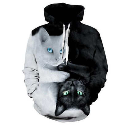 Cute Cat 3D Hoodies Prints Hooded Sweatshirt - PetsDzign