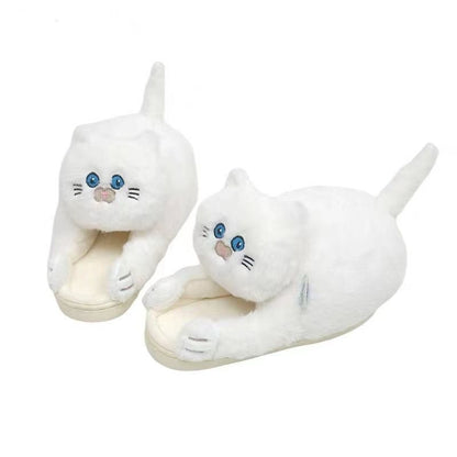 Cute Cat Hug Plush Cotton Slippers - PetsDzign