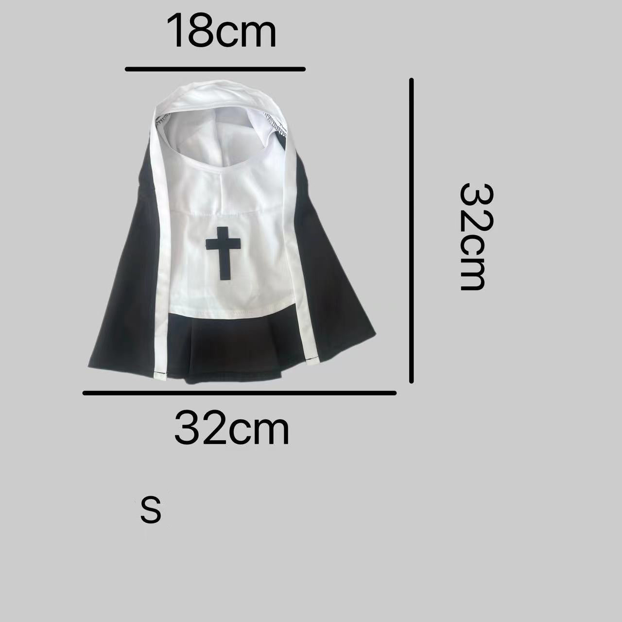 Nun Dog Costume For Small Medium Dogs Halloween Cosplay Outfit Black White Cloak Dress