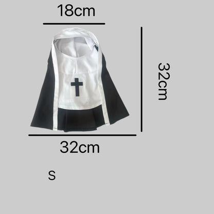 Nun Dog Costume For Small Medium Dogs Halloween Cosplay Outfit Black White Cloak Dress