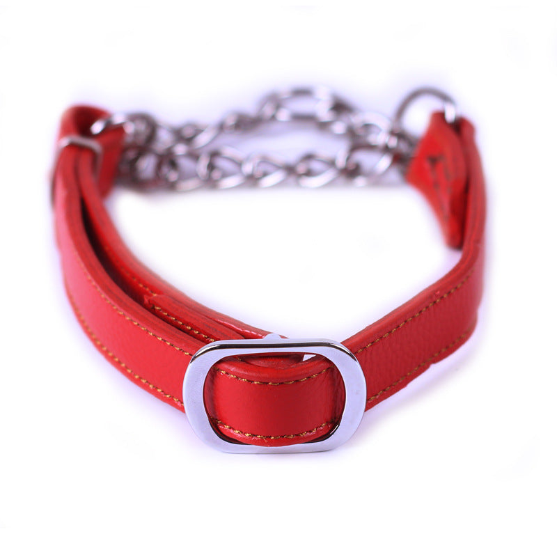 Martingale dog Collar-Semi-controlled P Chain Collar- Cowhide- For dogs