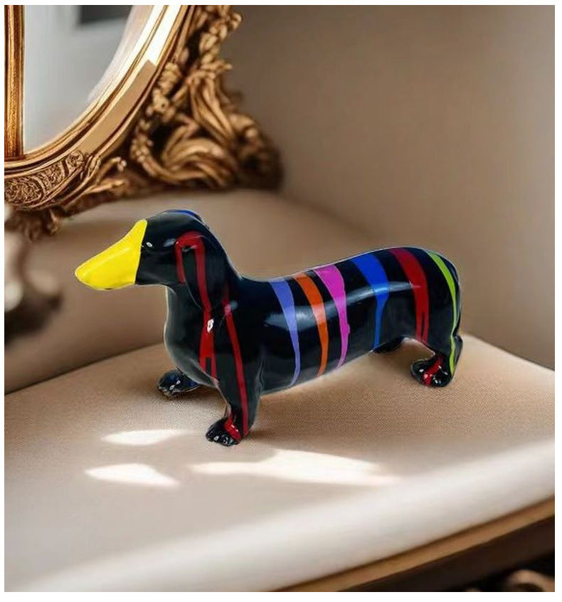 Modern Creative Colorful Sausage Dog Resin Crafts