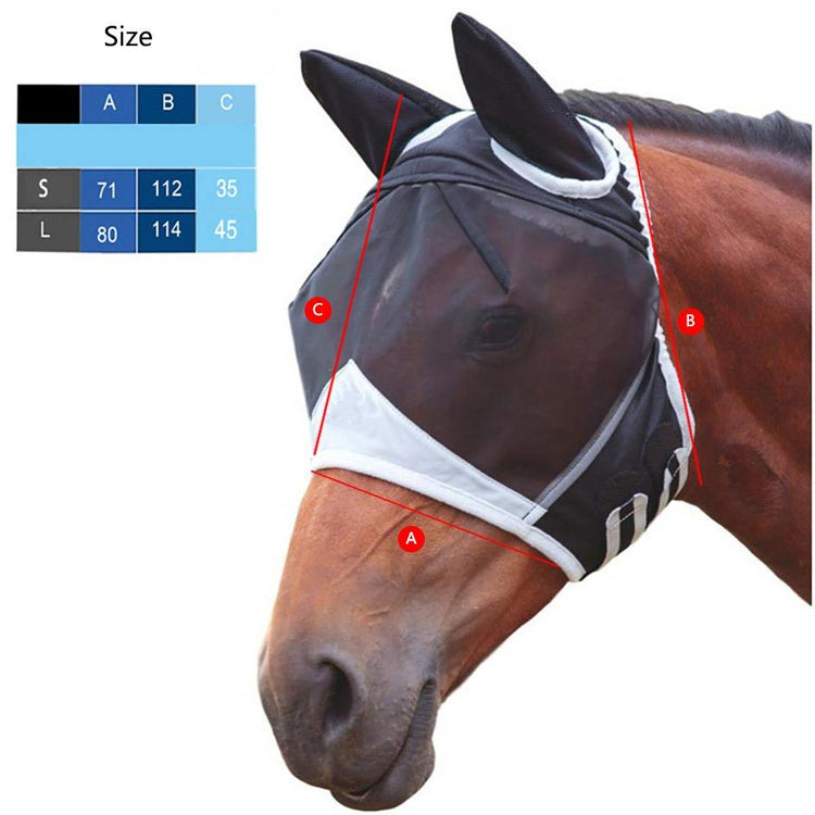 Horse Fly Mask,Extra Comfort Grip Soft Mesh Horse Fly Mask With Ears