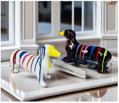 Modern Creative Colorful Sausage Dog Resin Crafts