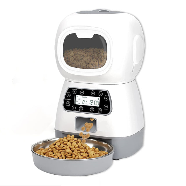 3.5 L Automatic intelligent Pet Food Dispenser, Stainless Steel Bowl.