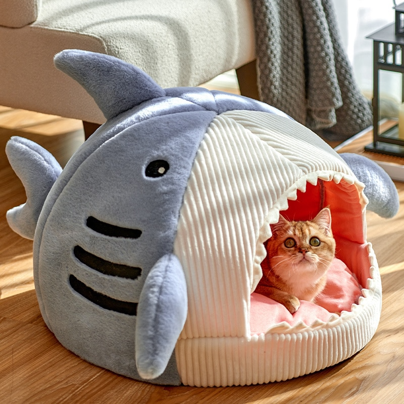 The Shark Pet Bed - Para gatos - Vem em duas cores diferentes - Ocean Bliss - Conforto aconchegante.