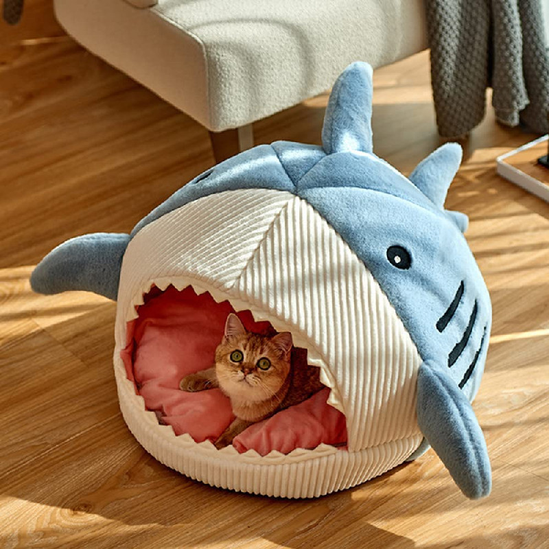 The Shark Pet Bed - Para gatos - Vem em duas cores diferentes - Ocean Bliss - Conforto aconchegante.