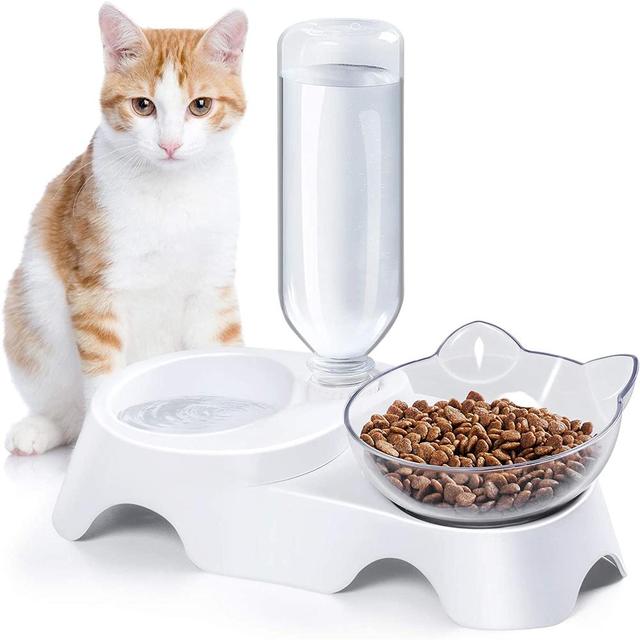 Pet Bowl Double Bowls Food Water Feeder con dispensador de agua automático