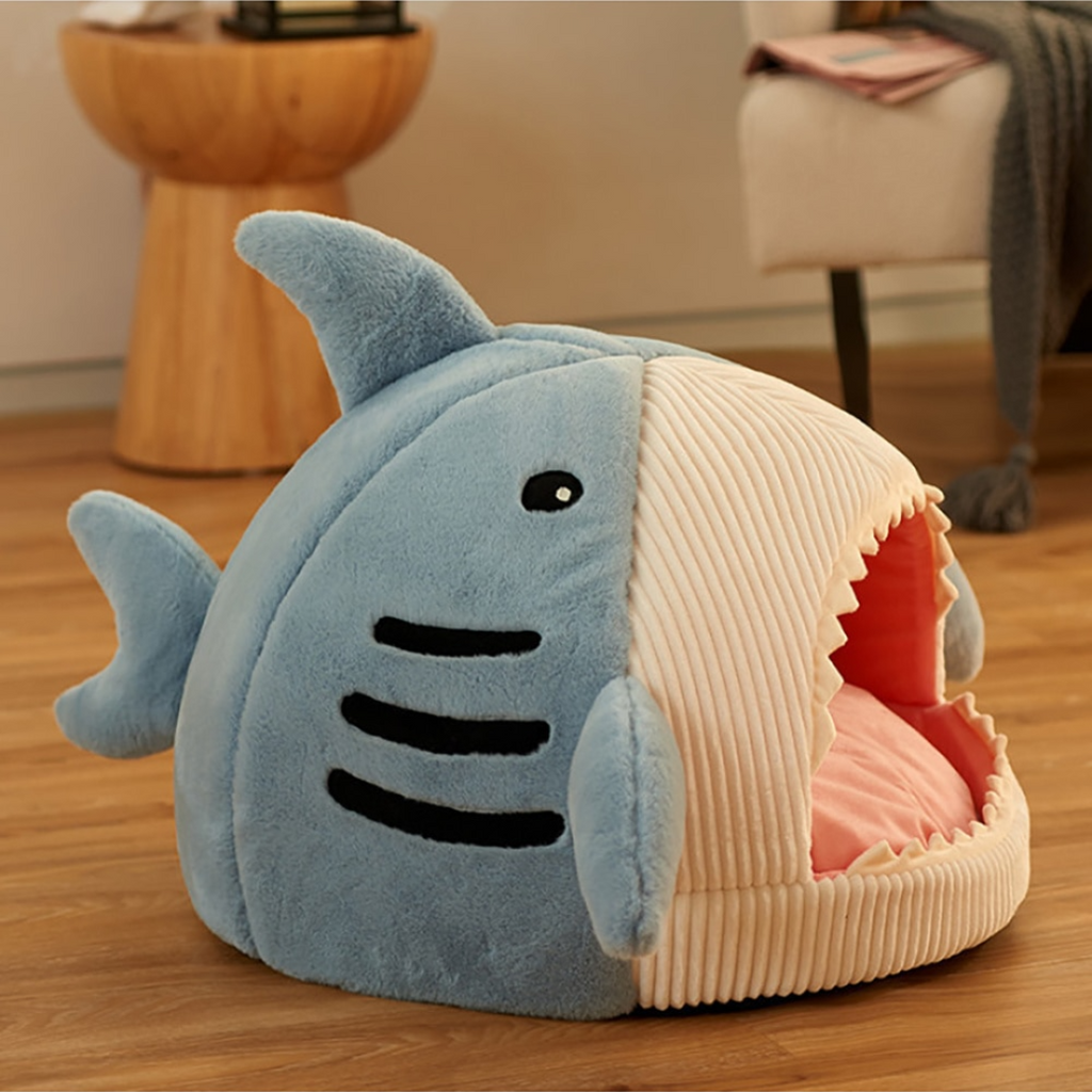 The Shark Pet Bed - Para gatos - Vem em duas cores diferentes - Ocean Bliss - Conforto aconchegante.